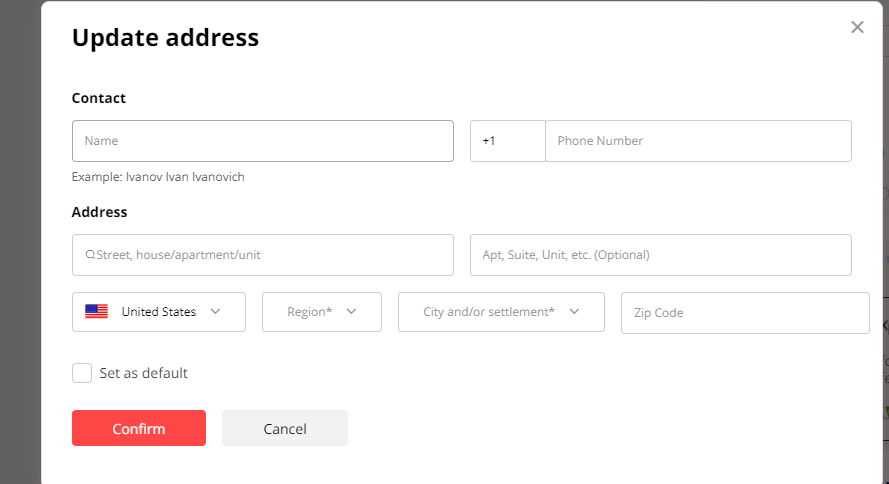 Update address 空表单